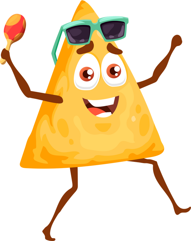 Nachos mexican cartoon food character in glasses