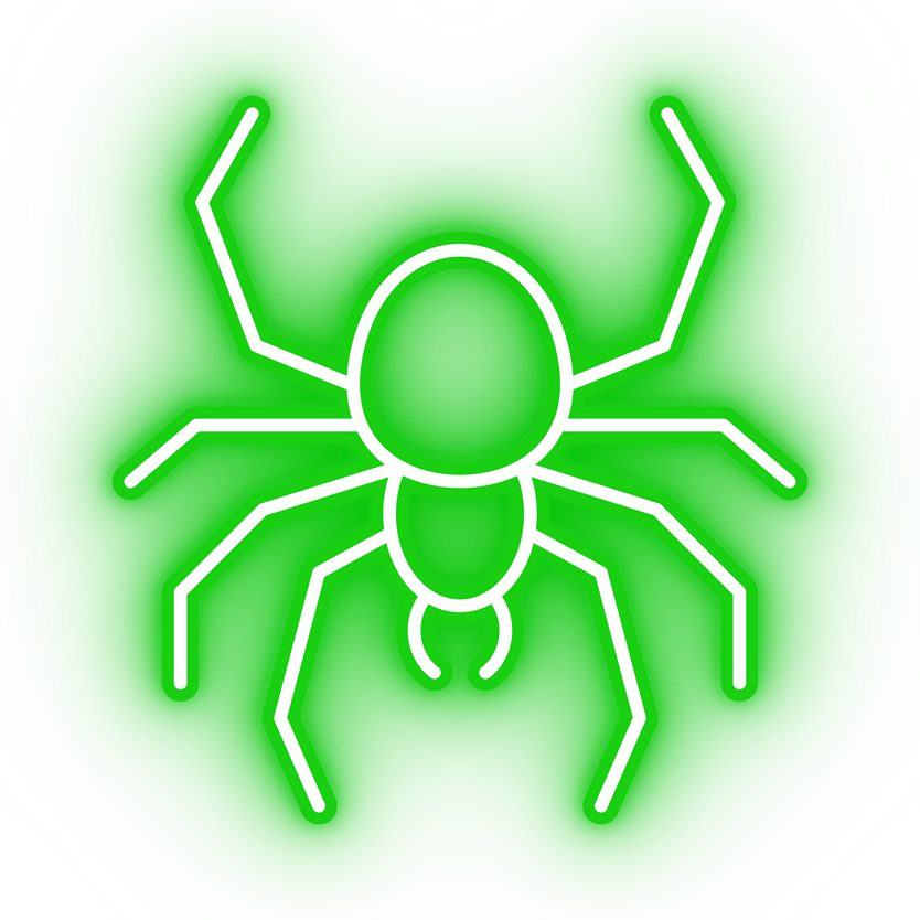 Neon green spider icon