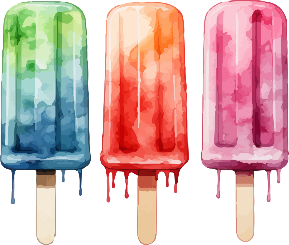 Popsicle ice watercolor cutout